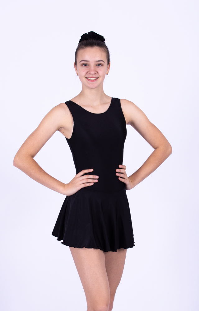 12-1019 Купальник гимнастический из хлопка с юбкой 